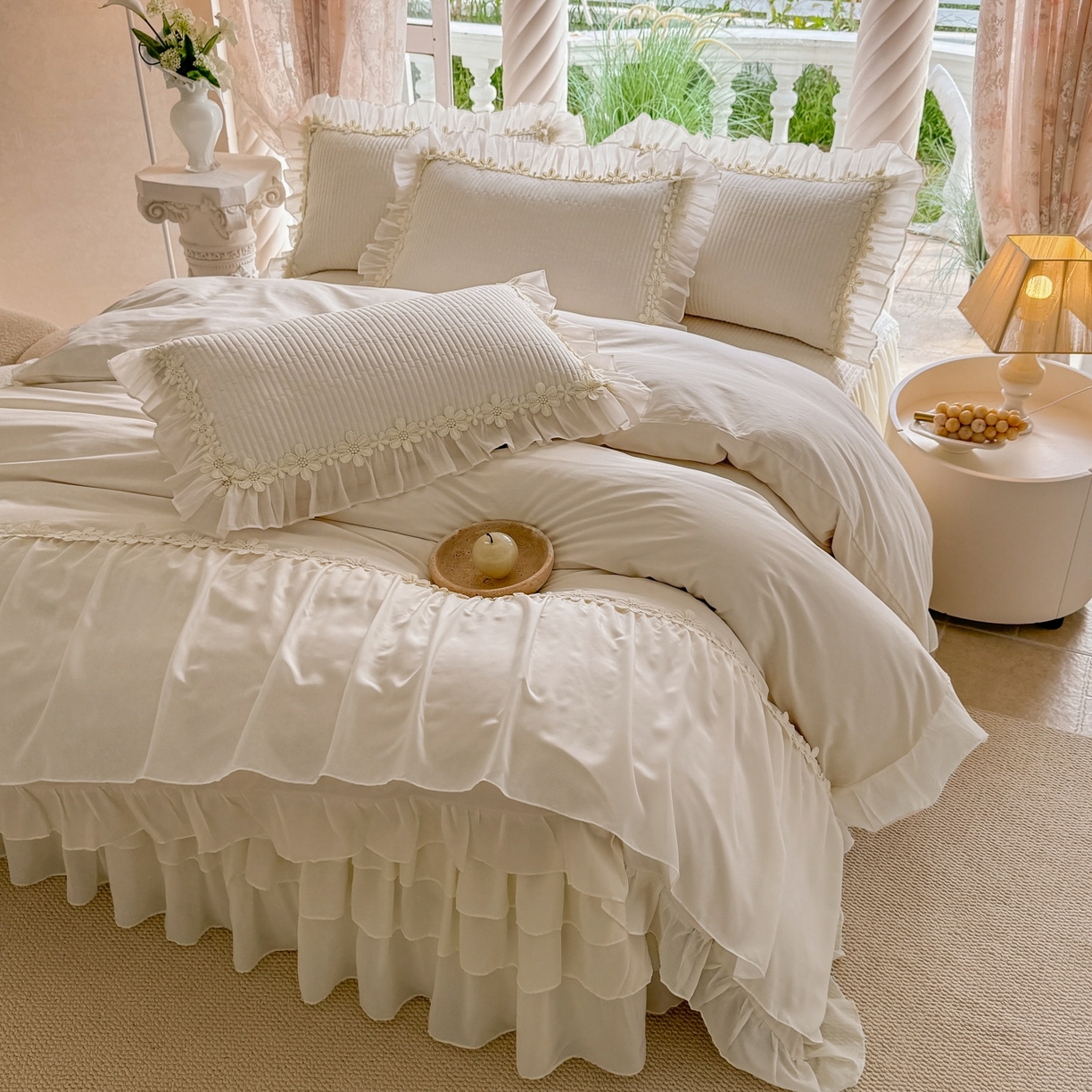 91家纺网 家纺一手货源 找家纺 （总）依蔓羽 2025新款全棉水洗棉太阳花四件套系列