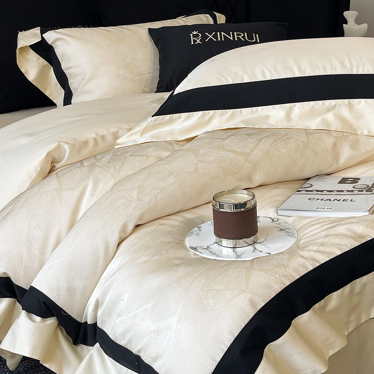 91家纺网 家纺一手货源 找家纺 馨蕊家居 2025秋冬新品高精密提花系列-棉-流金岁月（会员-20）劵后控价不低于399/419 流金岁月-香槟