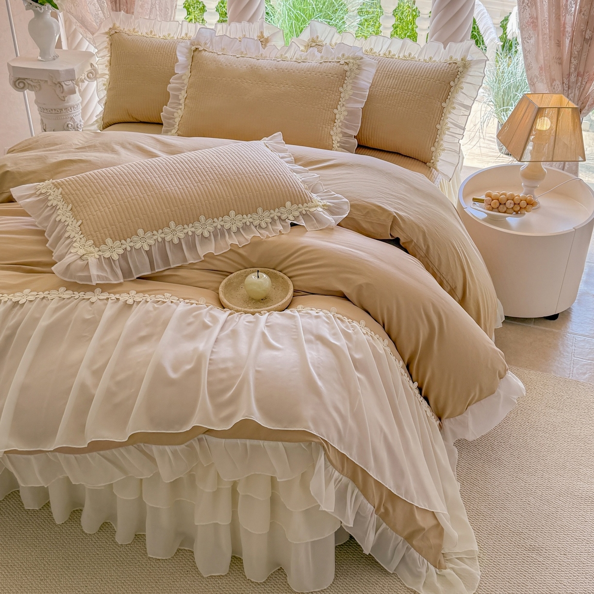 91家纺网 家纺一手货源 找家纺 （总）依蔓羽 2025新款全棉水洗棉太阳花四件套系列