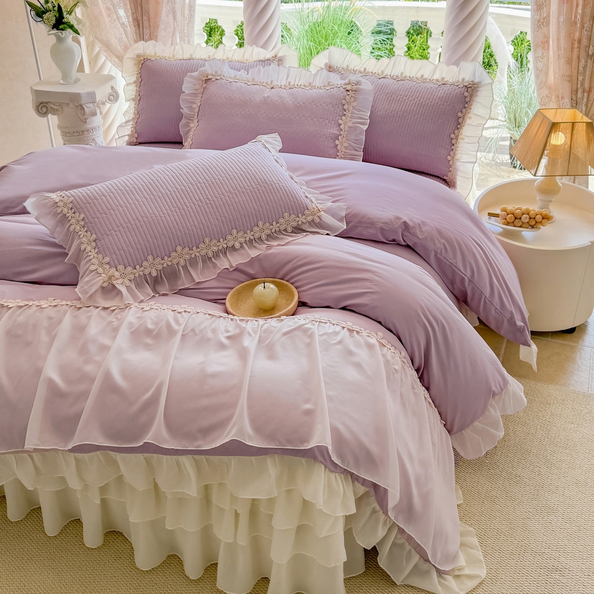 91家纺网 家纺一手货源 找家纺 （总）依蔓羽 2025新款全棉水洗棉太阳花四件套系列