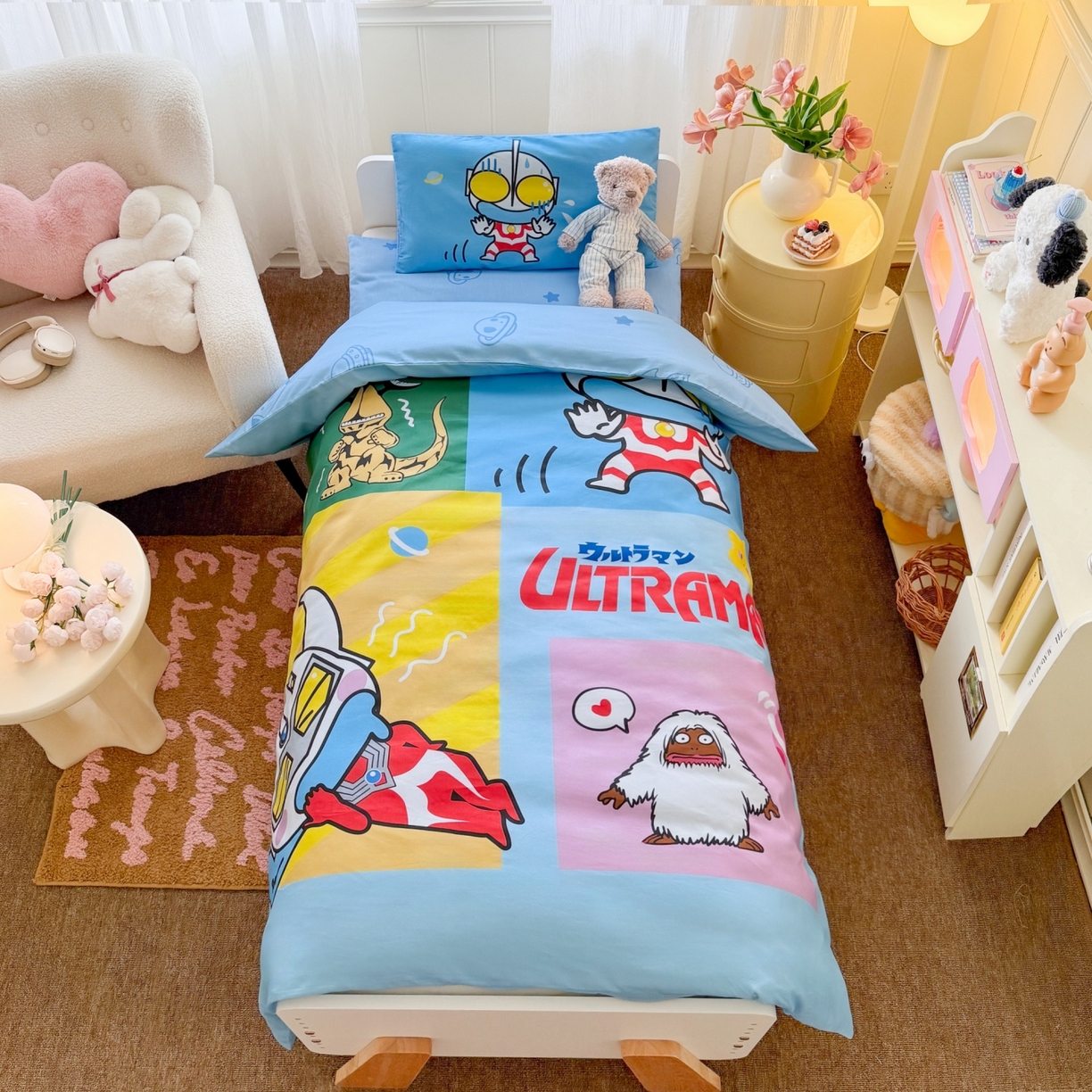 91家纺网 家纺一手货源 找家纺 （总）名兮家居 2025新款全棉大版经典奥特曼幼儿园儿童套件【含防伪标】