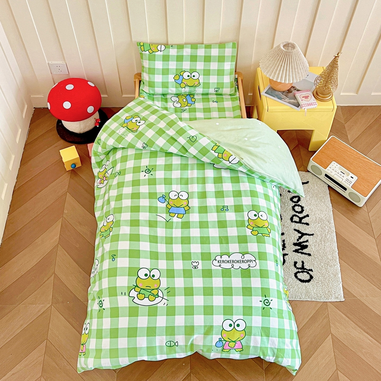 91家纺网 家纺一手货源 找家纺 （总）名兮家居 2025新款全棉小版经典奥特曼-三丽鸥幼儿园儿童套件【含防伪标】