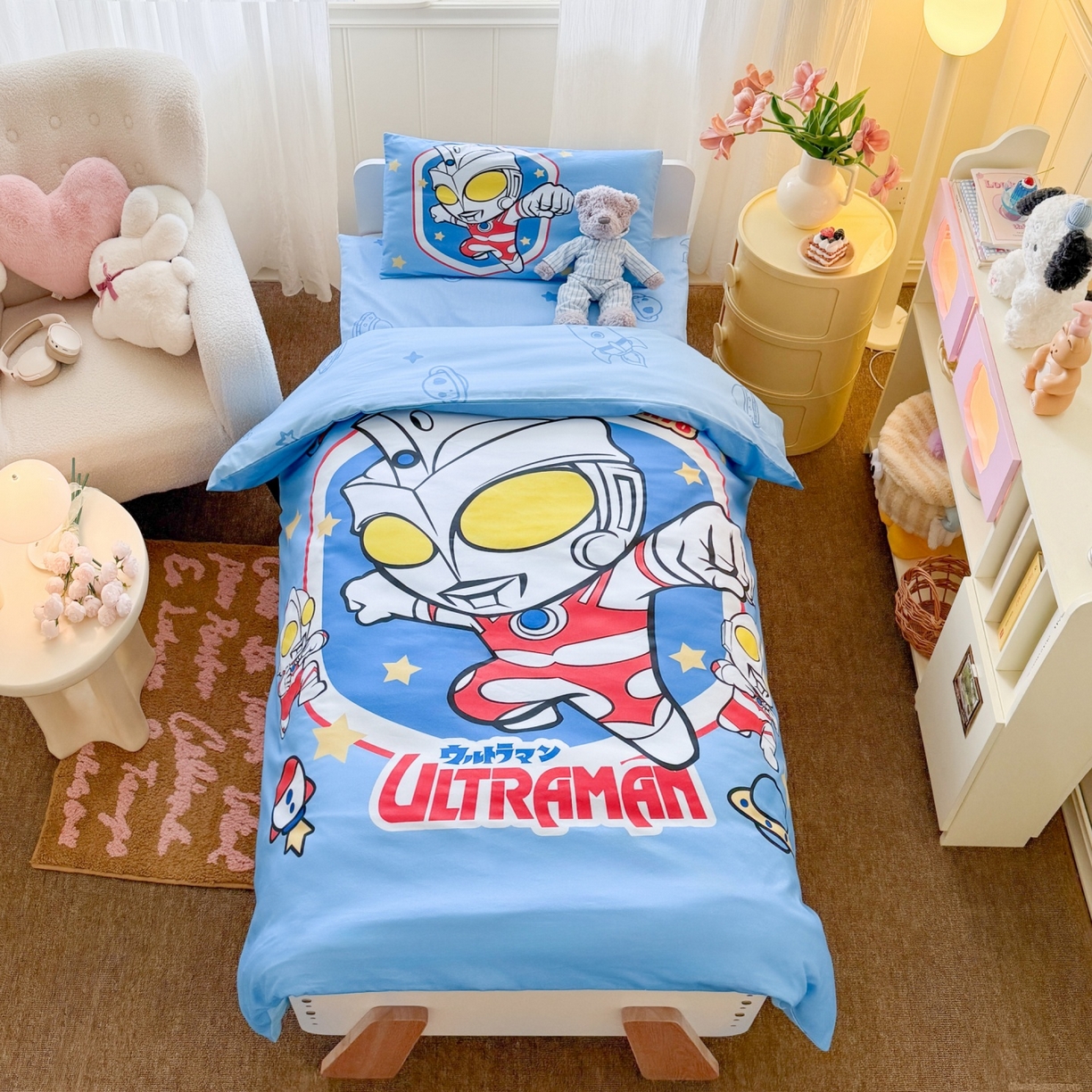 名兮家居 2025新款全棉大版经典奥特曼幼儿园儿童套件【含防伪标】 奥特曼出击