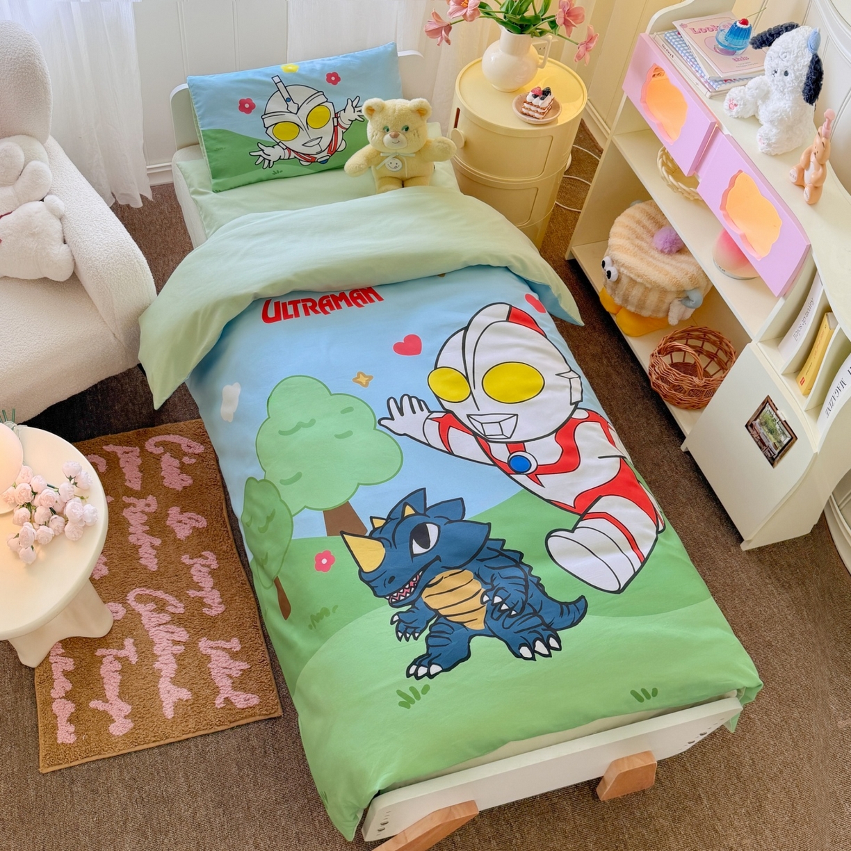 91家纺网 家纺一手货源 找家纺 名兮家居 2025新款全棉大版经典奥特曼幼儿园儿童套件【含防伪标】 奥特曼郊游