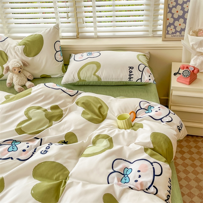 91家纺网 家纺一手货源 找家纺 郝媳妇家纺 2025新款植物羊绒加厚磨毛水洗棉亲肤棉三件套四件套 爱尚兔