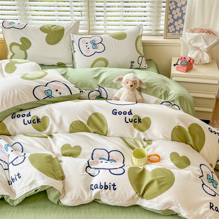 91家纺网 家纺一手货源 找家纺 郝媳妇家纺 2025新款植物羊绒加厚磨毛水洗棉亲肤棉三件套四件套 爱尚兔