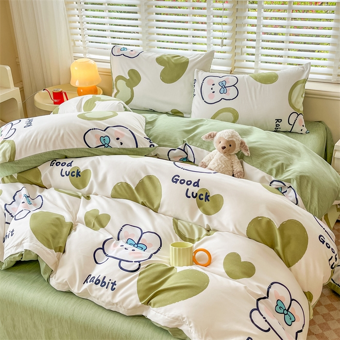 91家纺网 家纺一手货源 找家纺 郝媳妇家纺 2025新款植物羊绒加厚磨毛水洗棉亲肤棉三件套四件套 爱尚兔