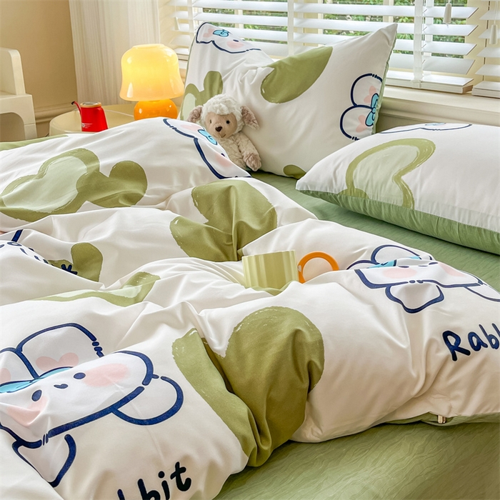 91家纺网 家纺一手货源 找家纺 郝媳妇家纺 2025新款植物羊绒加厚磨毛水洗棉亲肤棉三件套四件套 爱尚兔