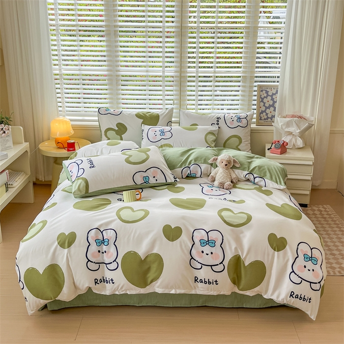 91家纺网 家纺一手货源 找家纺 郝媳妇家纺 2025新款植物羊绒加厚磨毛水洗棉亲肤棉三件套四件套 爱尚兔