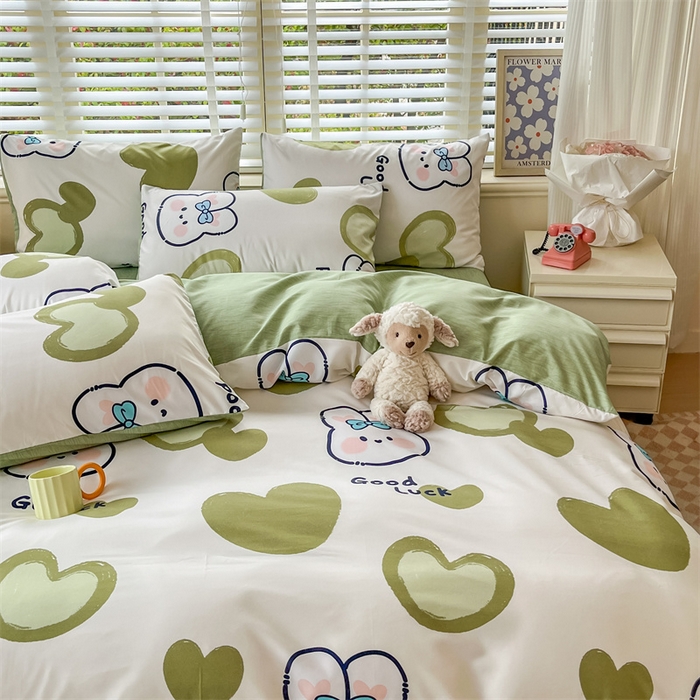 91家纺网 家纺一手货源 找家纺 郝媳妇家纺 2025新款植物羊绒加厚磨毛水洗棉亲肤棉三件套四件套 爱尚兔