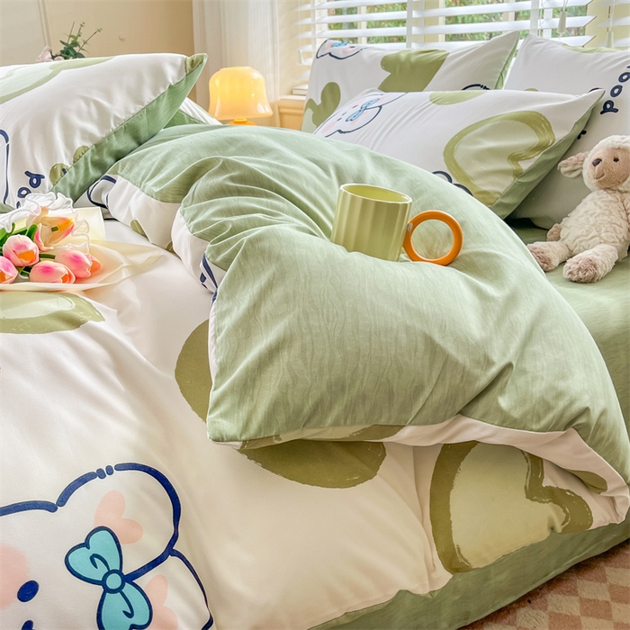 91家纺网 家纺一手货源 找家纺 郝媳妇家纺 2025新款植物羊绒加厚磨毛水洗棉亲肤棉三件套四件套 爱尚兔