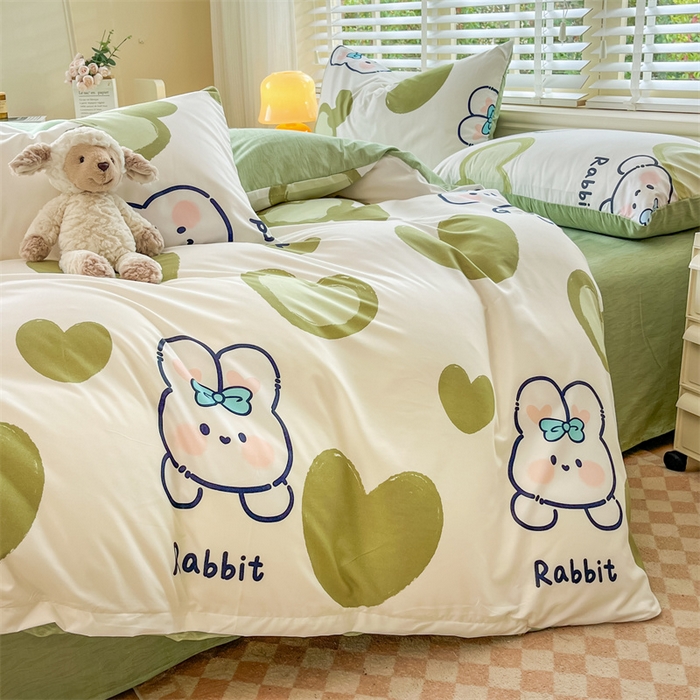 91家纺网 家纺一手货源 找家纺 郝媳妇家纺 2025新款植物羊绒加厚磨毛水洗棉亲肤棉三件套四件套 爱尚兔