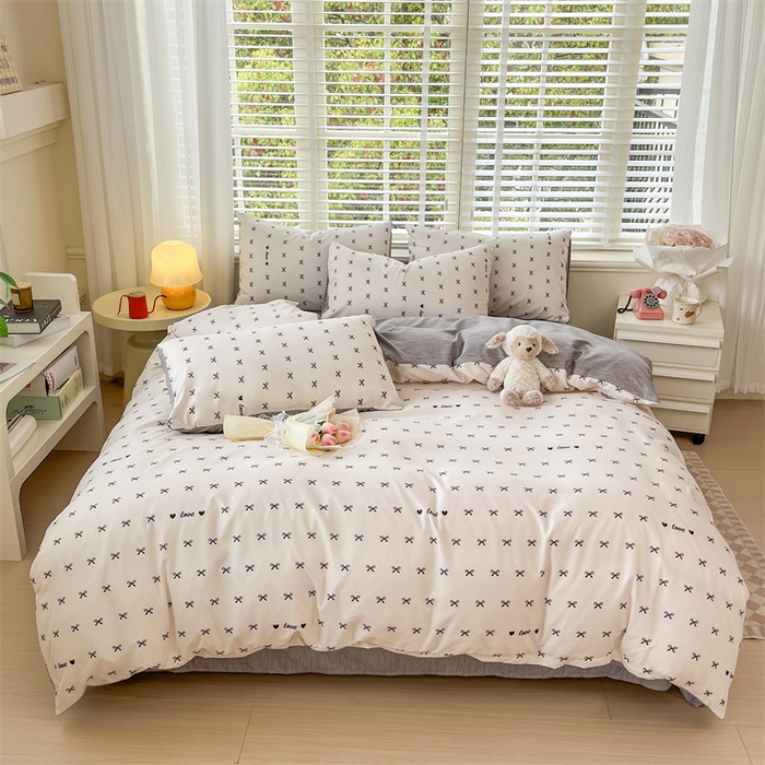 91家纺网 家纺一手货源 找家纺 郝媳妇家纺 2025新款植物羊绒加厚磨毛水洗棉亲肤棉三件套四件套 爱之结