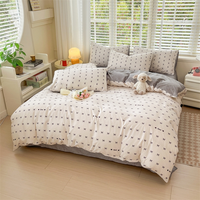 91家纺网 家纺一手货源 找家纺 郝媳妇家纺 2025新款植物羊绒加厚磨毛水洗棉亲肤棉三件套四件套 爱之结