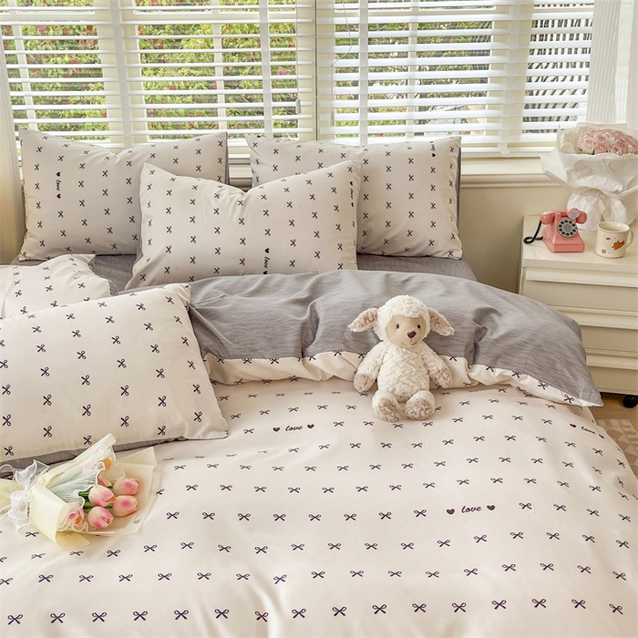 91家纺网 家纺一手货源 找家纺 郝媳妇家纺 2025新款植物羊绒加厚磨毛水洗棉亲肤棉三件套四件套 爱之结