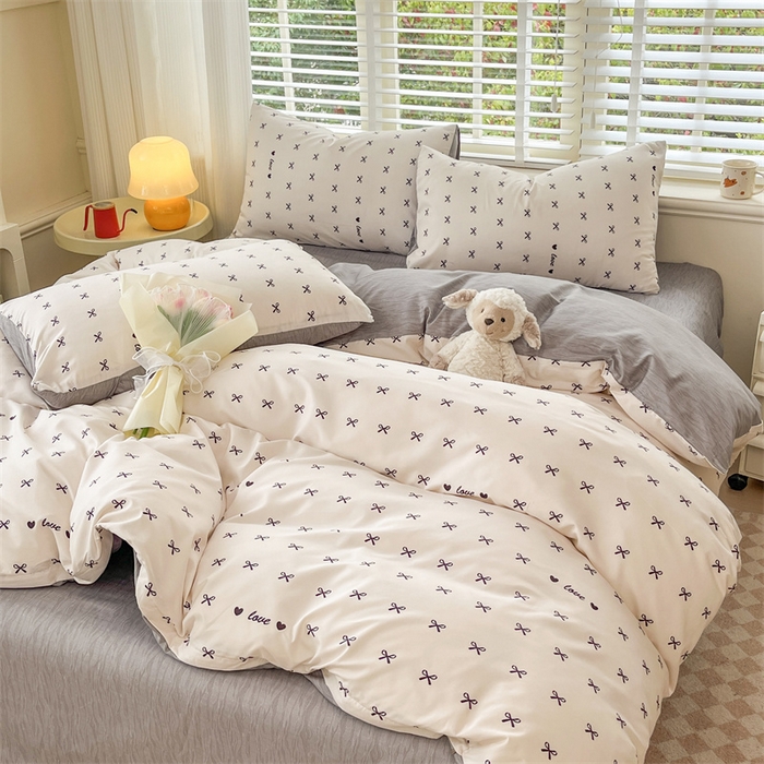 91家纺网 家纺一手货源 找家纺 郝媳妇家纺 2025新款植物羊绒加厚磨毛水洗棉亲肤棉三件套四件套 爱之结