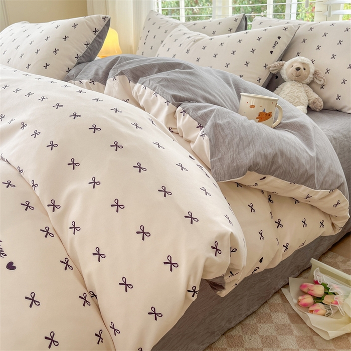 91家纺网 家纺一手货源 找家纺 郝媳妇家纺 2025新款植物羊绒加厚磨毛水洗棉亲肤棉三件套四件套 爱之结