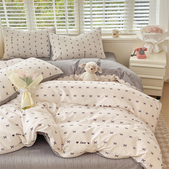 91家纺网 家纺一手货源 找家纺 郝媳妇家纺 2025新款植物羊绒加厚磨毛水洗棉亲肤棉三件套四件套 爱之结