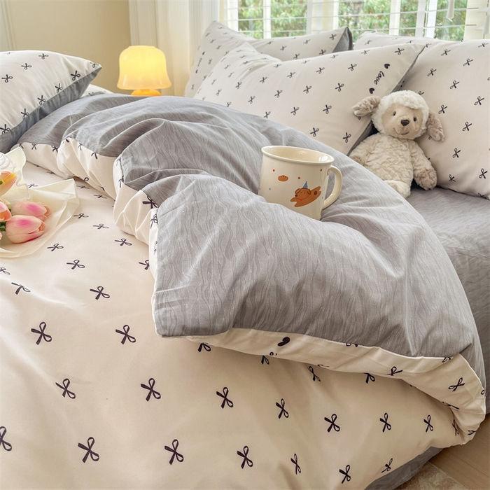 91家纺网 家纺一手货源 找家纺 郝媳妇家纺 2025新款植物羊绒加厚磨毛水洗棉亲肤棉三件套四件套 爱之结