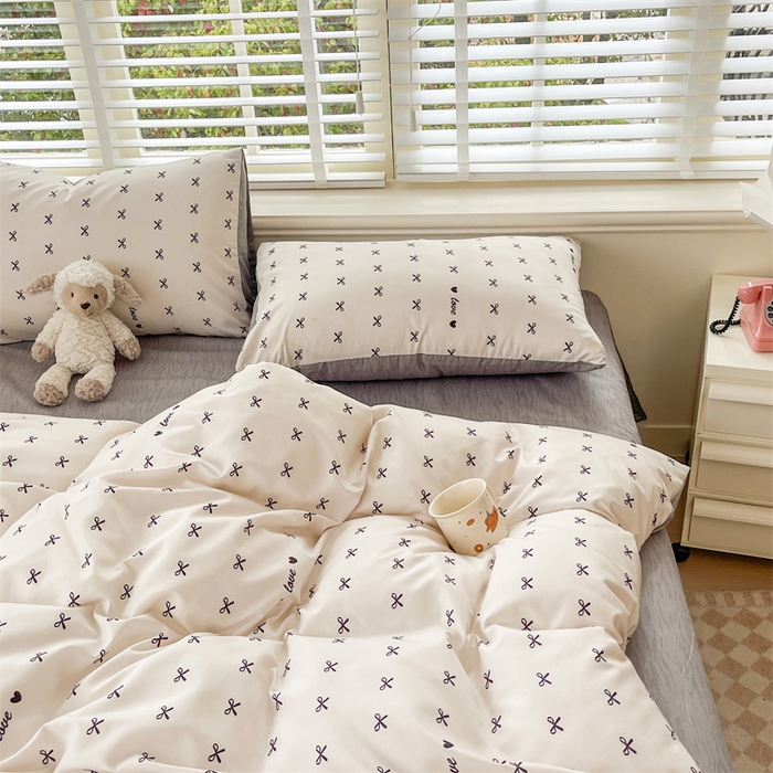 91家纺网 家纺一手货源 找家纺 郝媳妇家纺 2025新款植物羊绒加厚磨毛水洗棉亲肤棉三件套四件套 爱之结