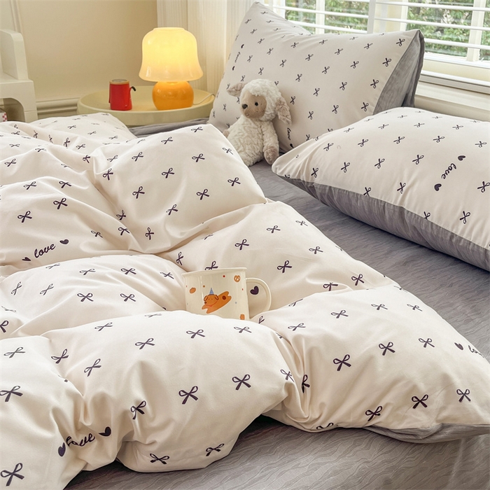 91家纺网 家纺一手货源 找家纺 郝媳妇家纺 2025新款植物羊绒加厚磨毛水洗棉亲肤棉三件套四件套 爱之结