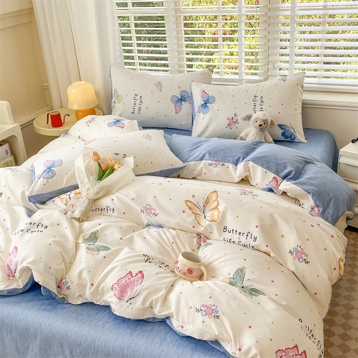 91家纺网 家纺一手货源 找家纺 郝媳妇家纺 2025新款植物羊绒加厚磨毛水洗棉亲肤棉三件套四件套 比翼双飞