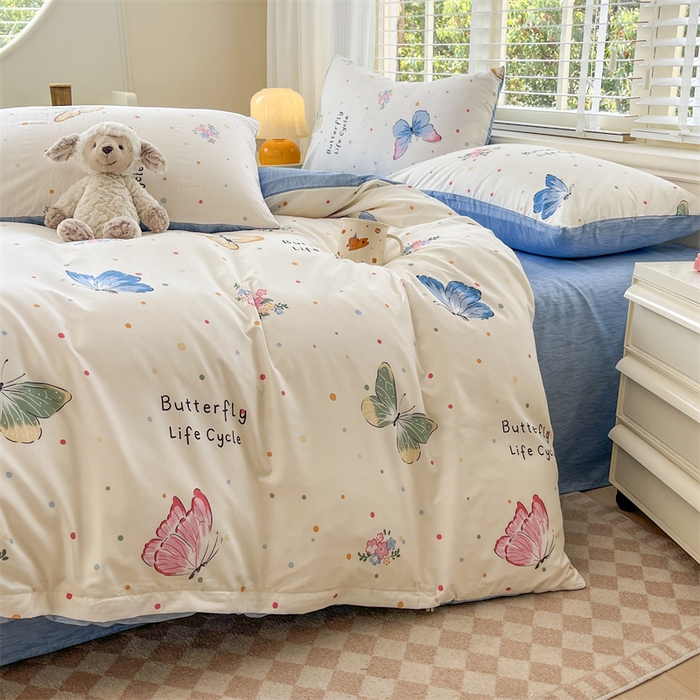 91家纺网 家纺一手货源 找家纺 郝媳妇家纺 2025新款植物羊绒加厚磨毛水洗棉亲肤棉三件套四件套 比翼双飞