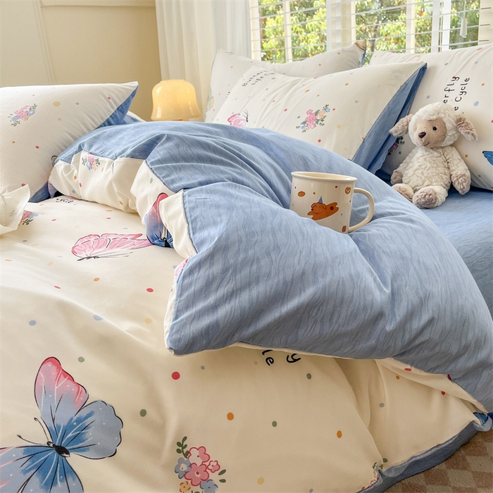 91家纺网 家纺一手货源 找家纺 郝媳妇家纺 2025新款植物羊绒加厚磨毛水洗棉亲肤棉三件套四件套 比翼双飞