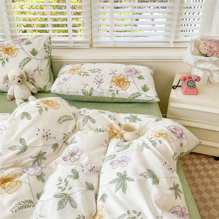 91家纺网 家纺一手货源 找家纺 郝媳妇家纺 2025新款植物羊绒加厚磨毛水洗棉亲肤棉三件套四件套 秘境-绿