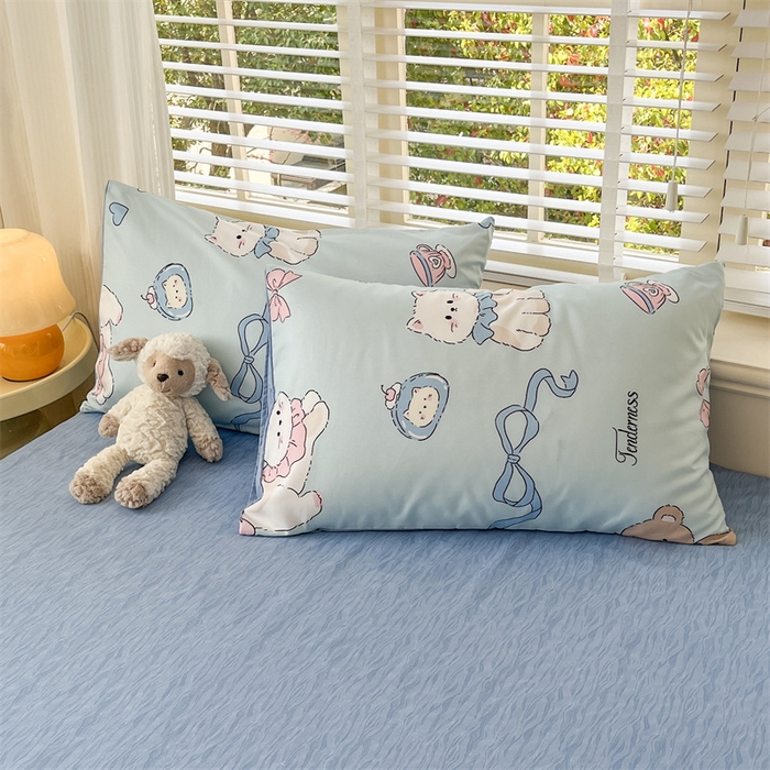 91家纺网 家纺一手货源 找家纺 郝媳妇家纺 2025新款植物羊绒加厚磨毛水洗棉亲肤棉三件套四件套 喵咪假日