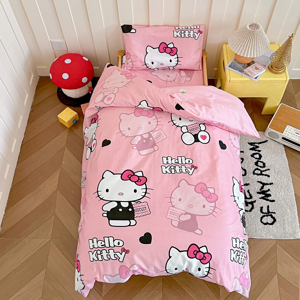 名兮家居 2025新款全棉小版经典奥特曼-三丽鸥幼儿园儿童套件【含防伪标】 爱心kt