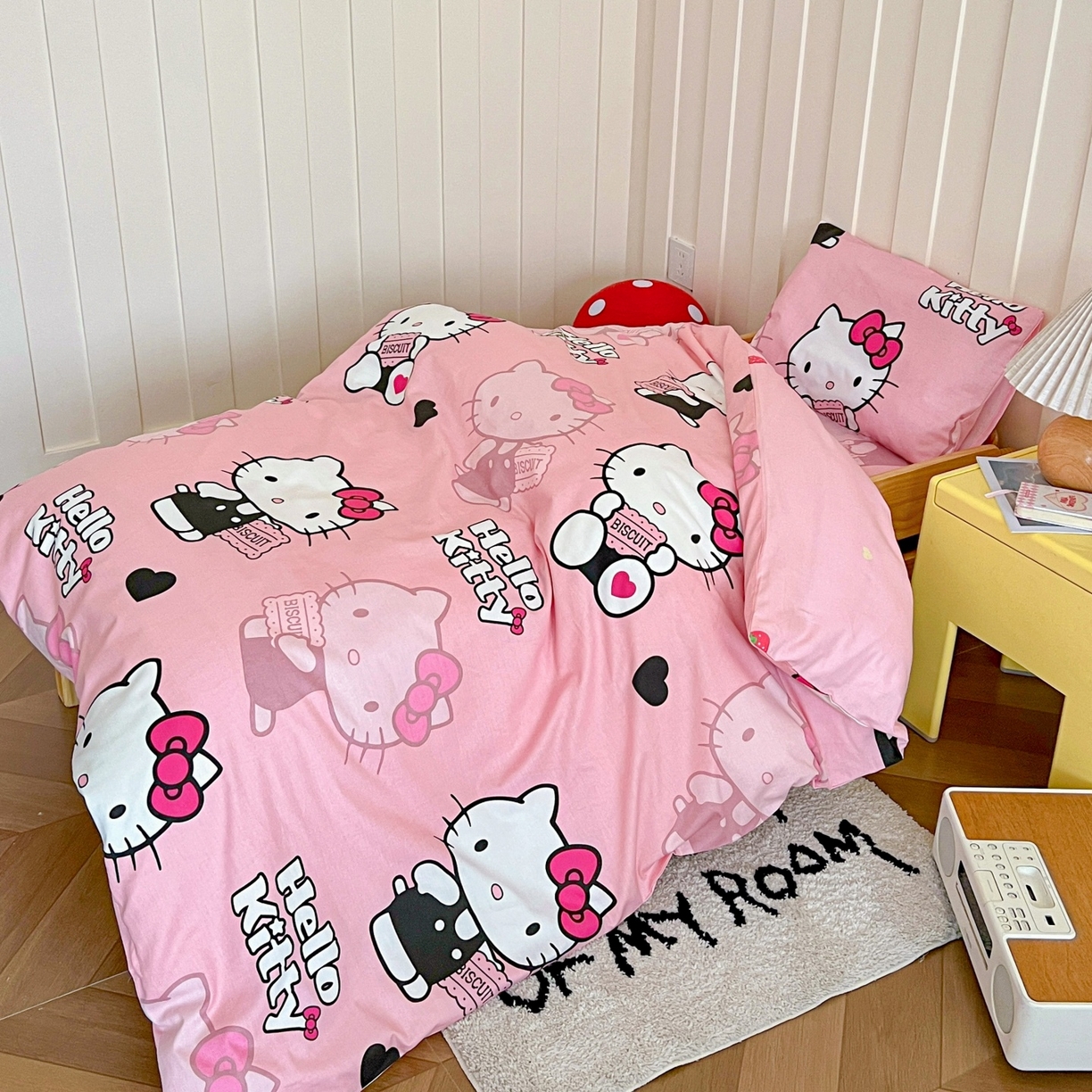 91家纺网 家纺一手货源 找家纺 名兮家居 2025新款全棉小版经典奥特曼-三丽鸥幼儿园儿童套件【含防伪标】 爱心kt