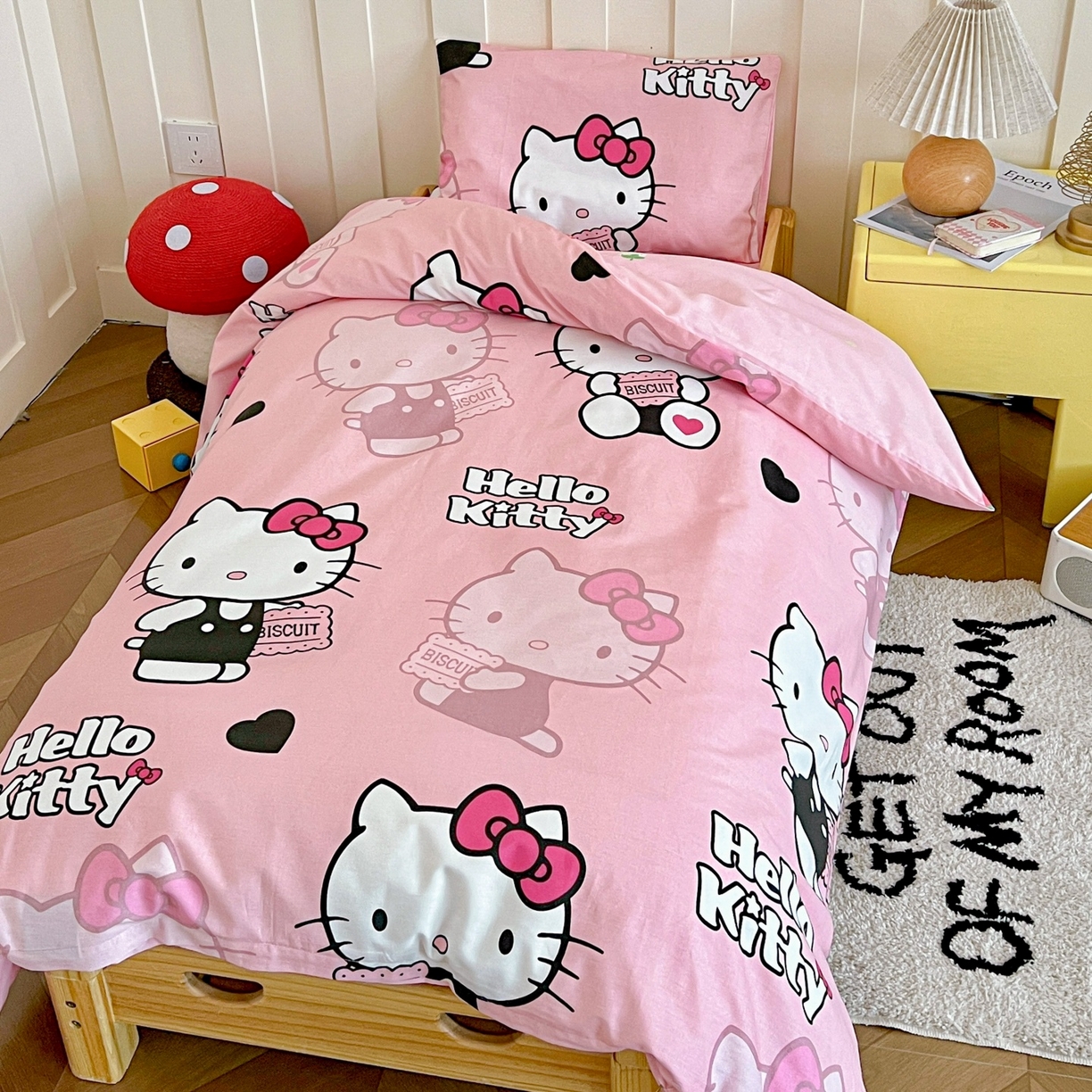 91家纺网 家纺一手货源 找家纺 名兮家居 2025新款全棉小版经典奥特曼-三丽鸥幼儿园儿童套件【含防伪标】 爱心kt