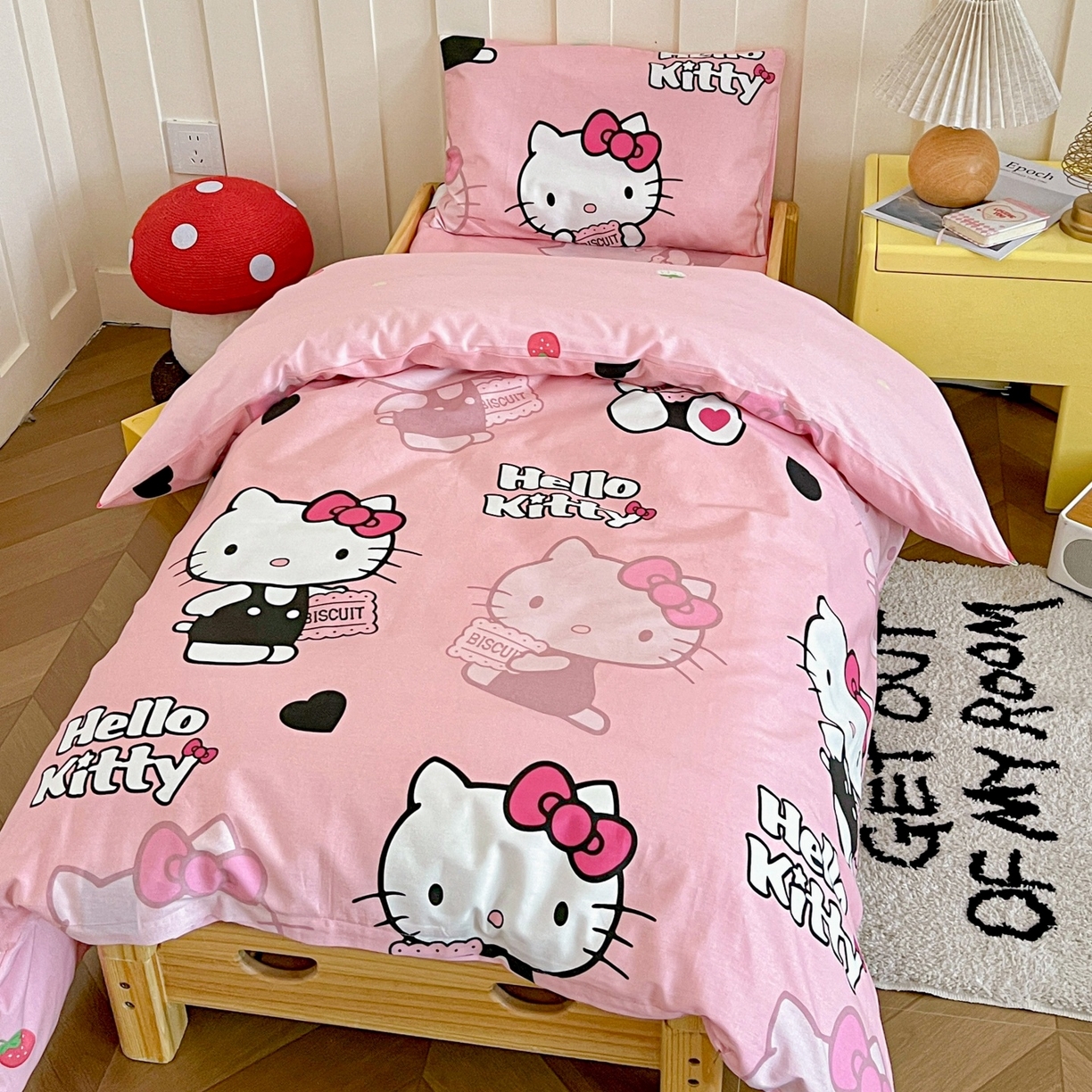 91家纺网 家纺一手货源 找家纺 名兮家居 2025新款全棉小版经典奥特曼-三丽鸥幼儿园儿童套件【含防伪标】 爱心kt