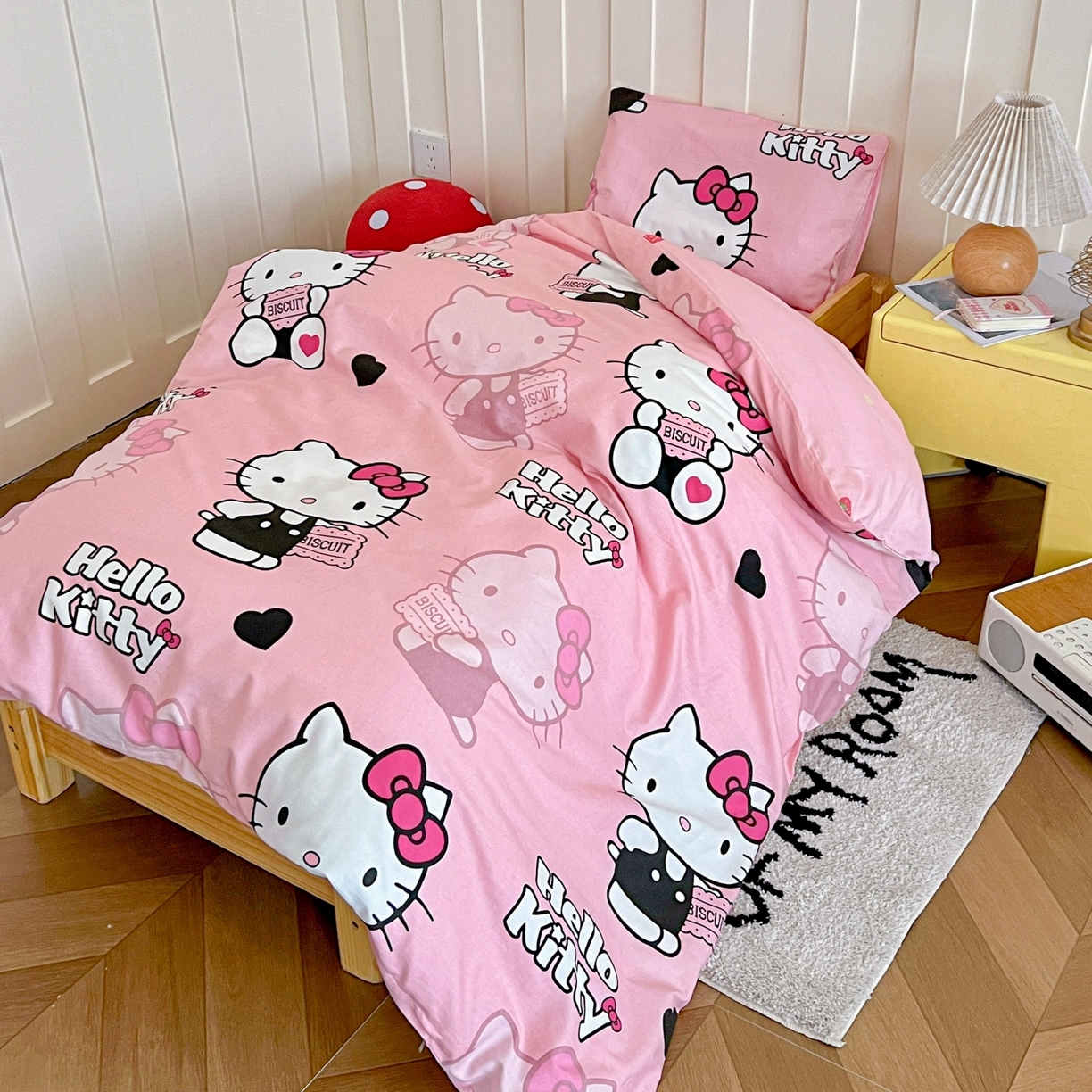 91家纺网 家纺一手货源 找家纺 名兮家居 2025新款全棉小版经典奥特曼-三丽鸥幼儿园儿童套件【含防伪标】 爱心kt