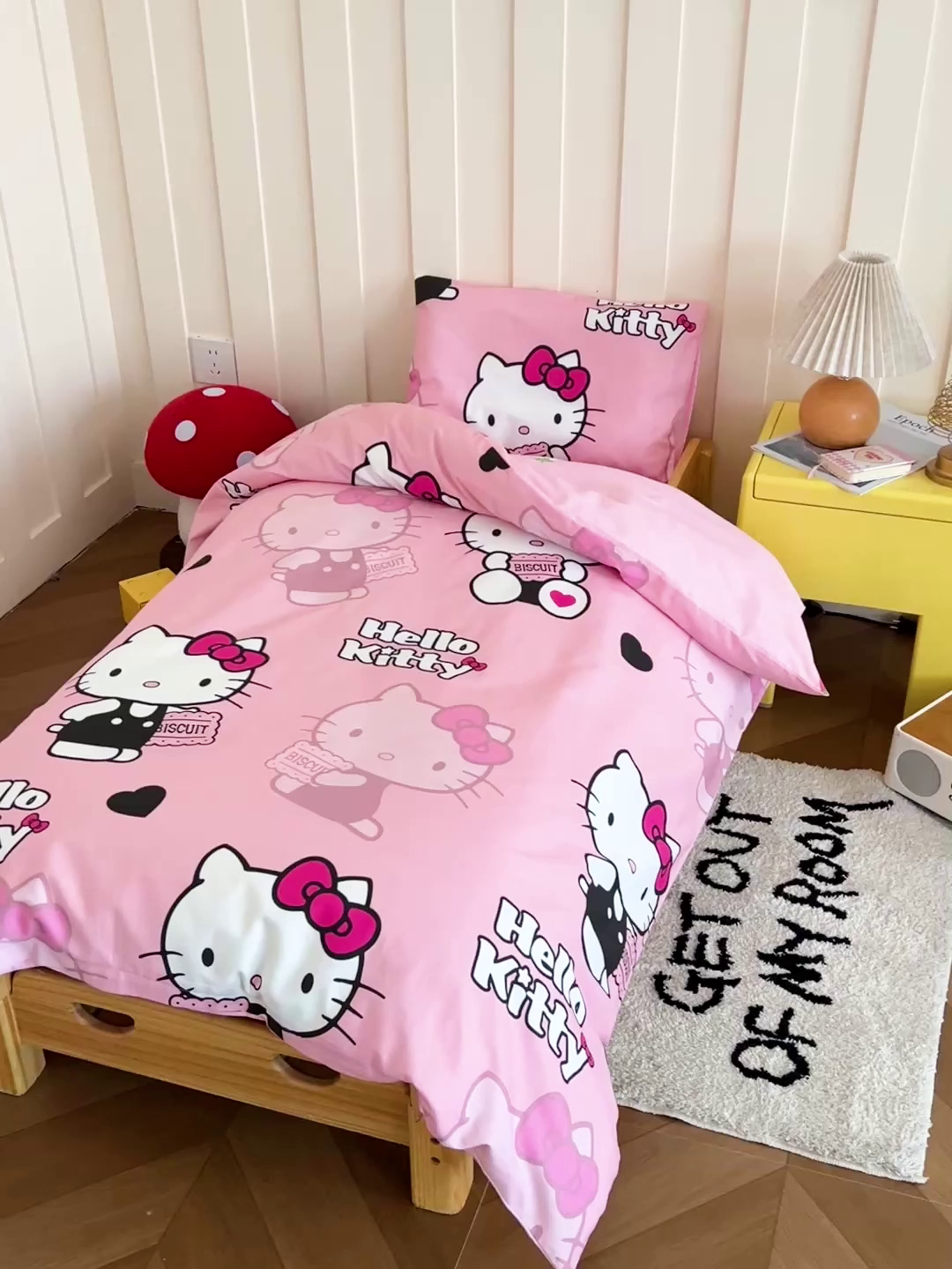 91家纺网 家纺一手货源 找家纺 名兮家居 2025新款全棉小版经典奥特曼-三丽鸥幼儿园儿童套件【含防伪标】 爱心kt