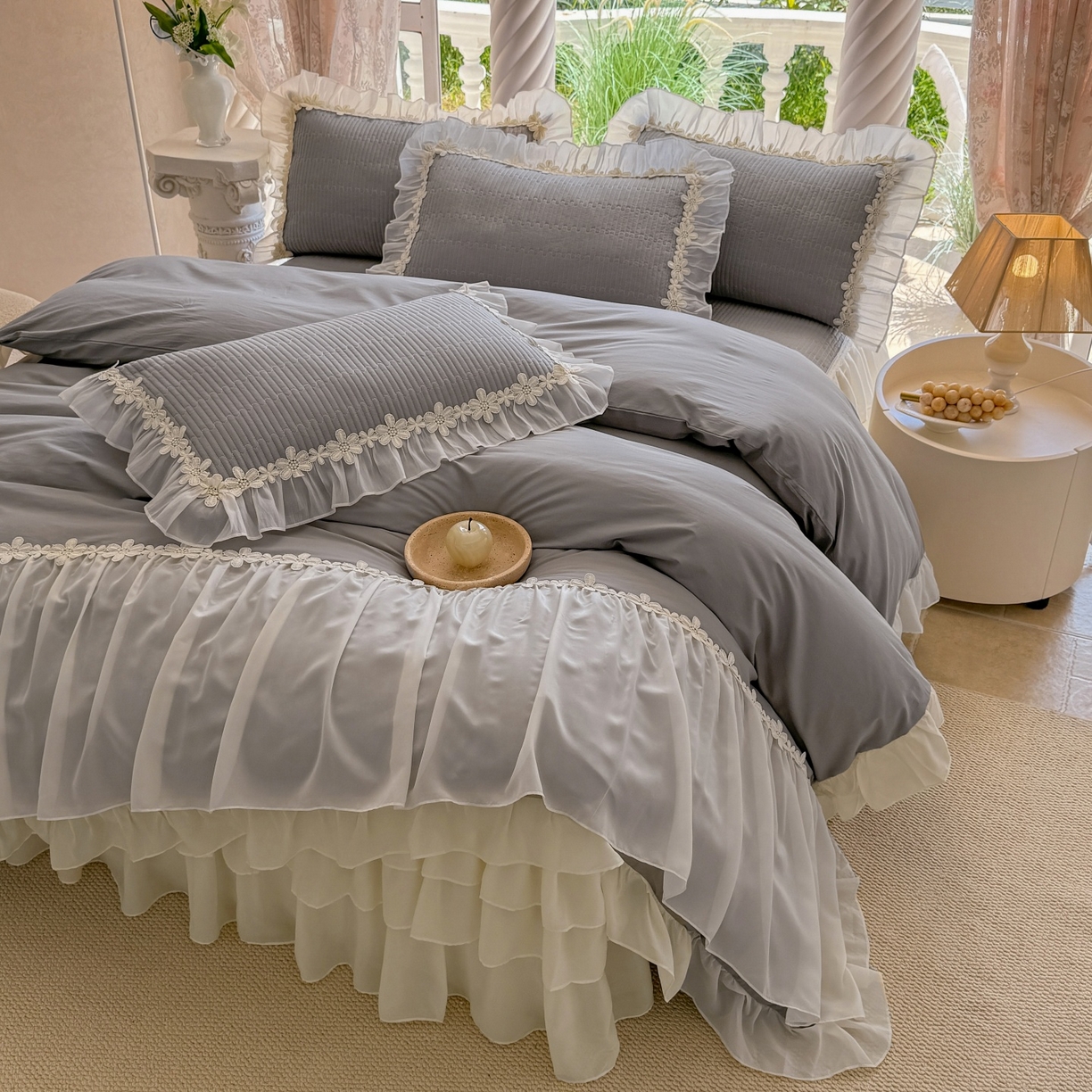 91家纺网 家纺一手货源 找家纺 （总）依蔓羽 2025新款全棉水洗棉太阳花四件套系列