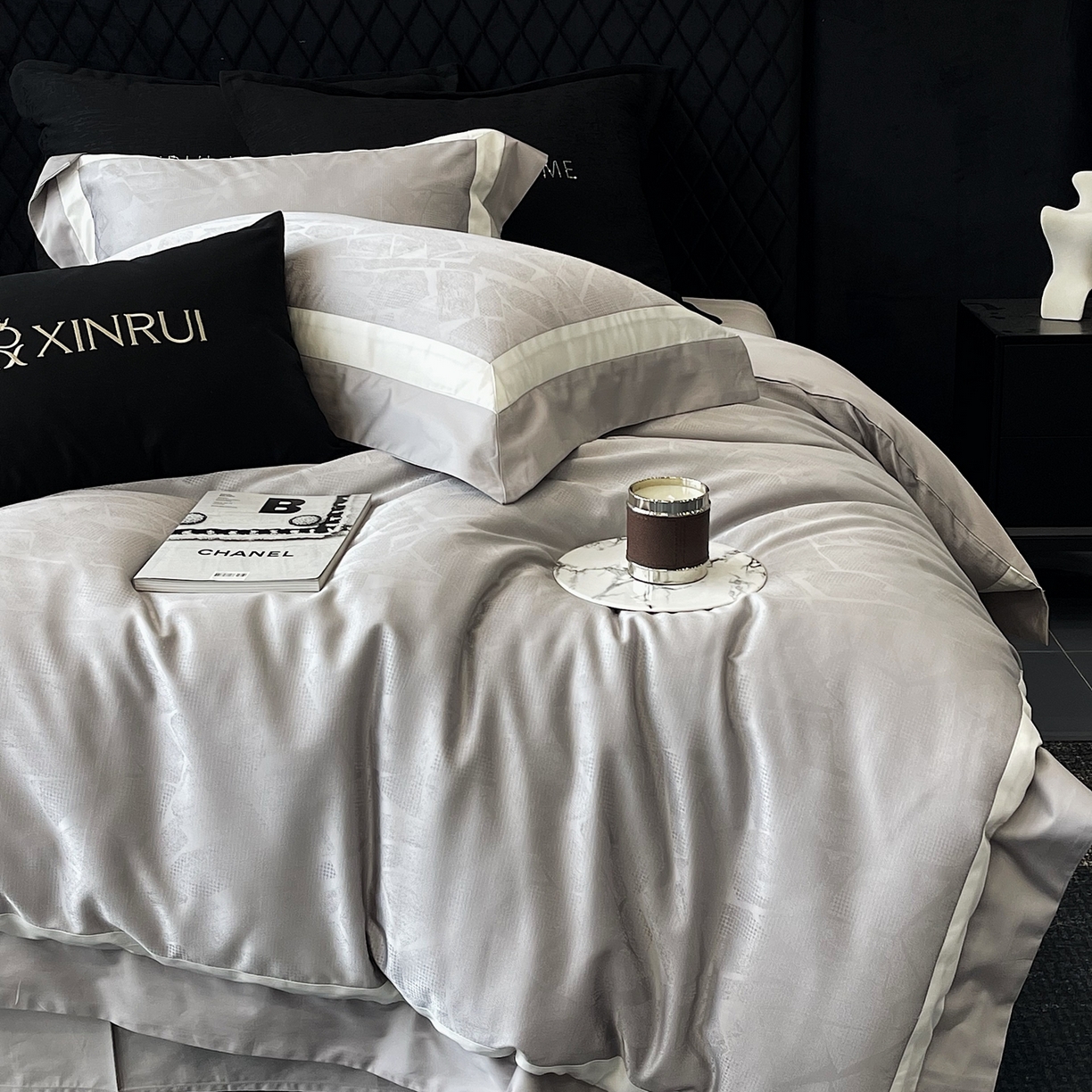 91家纺网 家纺一手货源 找家纺 馨蕊家居 2025秋冬新品高精密提花系列-棉-流金岁月（会员-20）劵后控价不低于399/419 流金岁月-高级灰