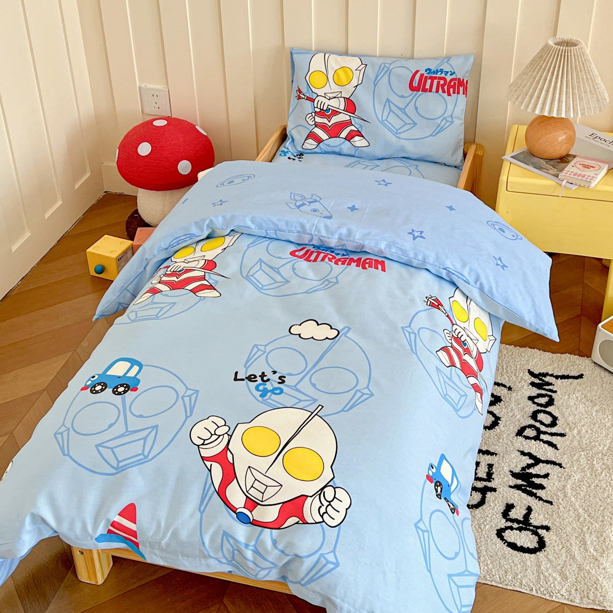 91家纺网 家纺一手货源 找家纺 名兮家居 2025新款全棉小版经典奥特曼-三丽鸥幼儿园儿童套件【含防伪标】 奥特兄弟