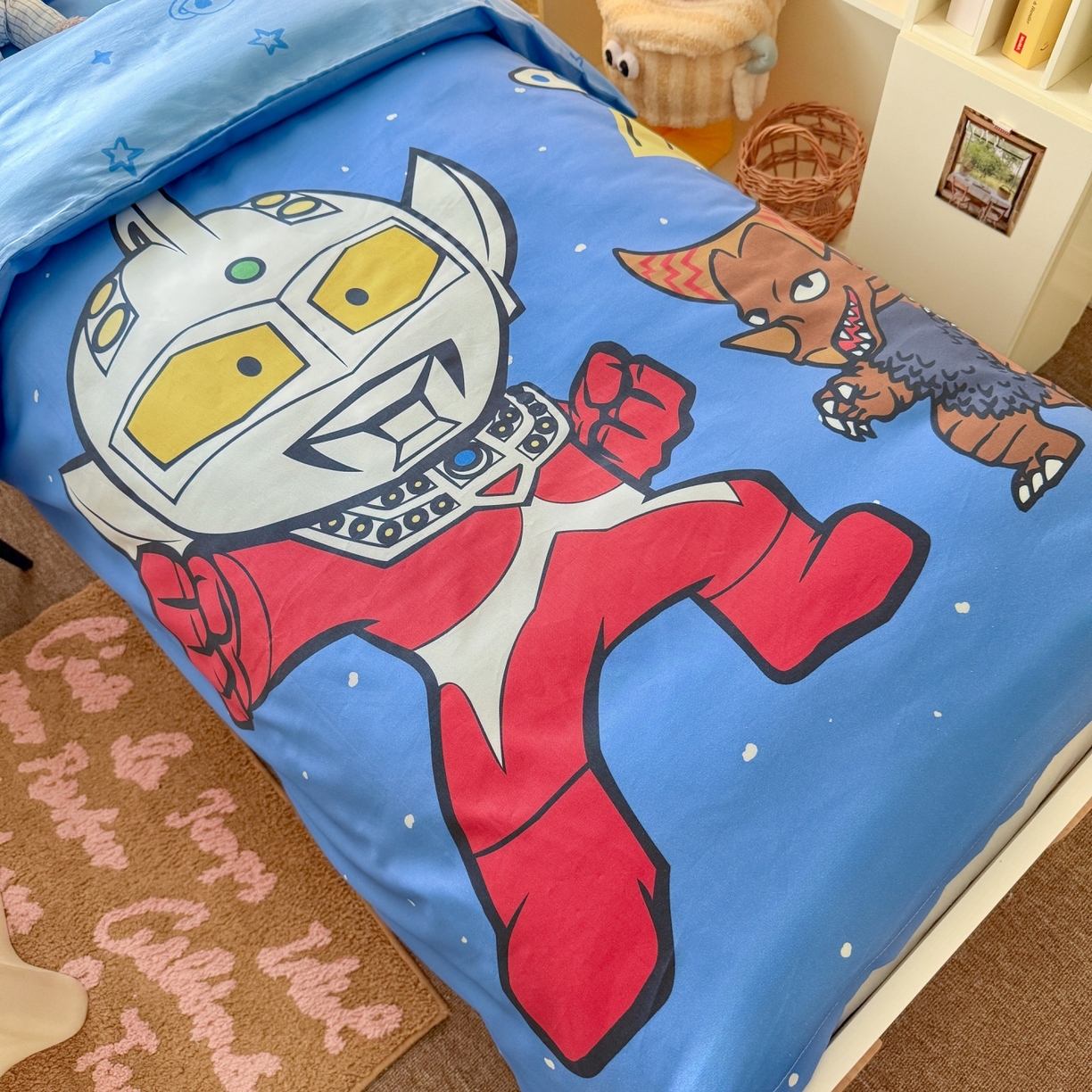 91家纺网 家纺一手货源 找家纺 名兮家居 2025新款全棉大版经典奥特曼幼儿园儿童套件【含防伪标】 泰罗