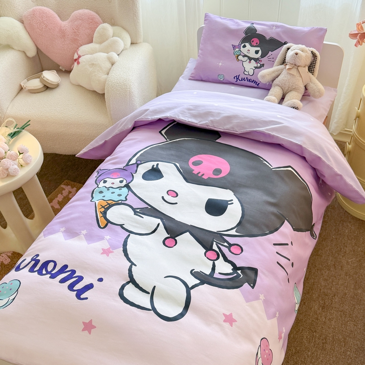 91家纺网 家纺一手货源 找家纺 名兮家居 2025新款全棉大版经典奥特曼幼儿园儿童套件【含防伪标】 贪吃库洛米