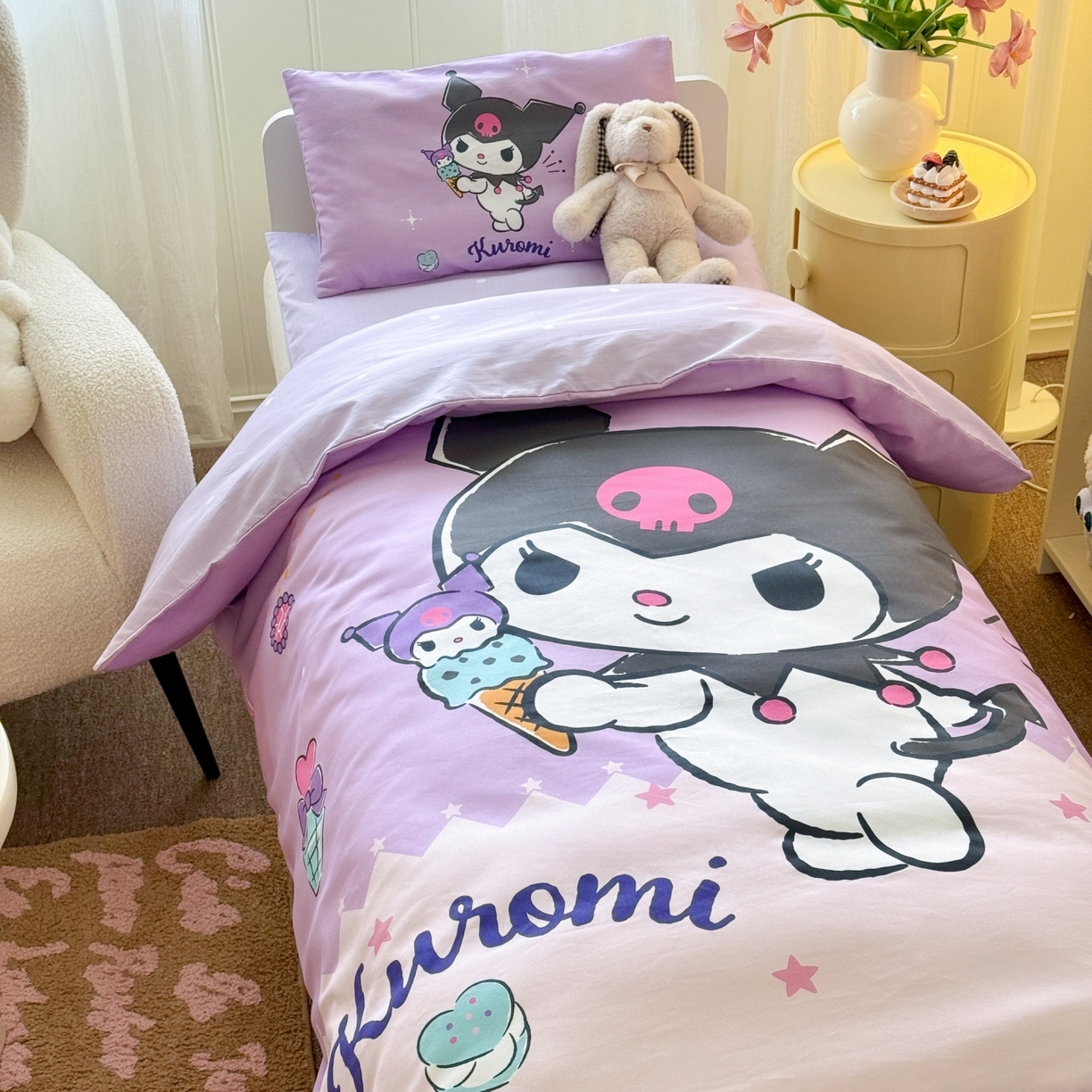 91家纺网 家纺一手货源 找家纺 名兮家居 2025新款全棉大版经典奥特曼幼儿园儿童套件【含防伪标】 贪吃库洛米