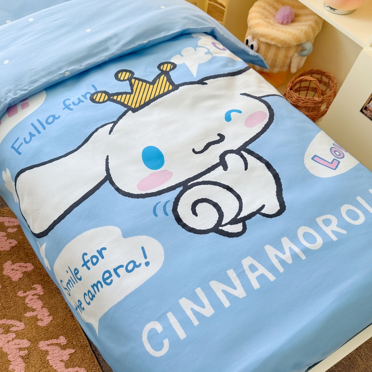 91家纺网 家纺一手货源 找家纺 名兮家居 2025新款全棉大版经典奥特曼幼儿园儿童套件【含防伪标】 微笑玉桂狗