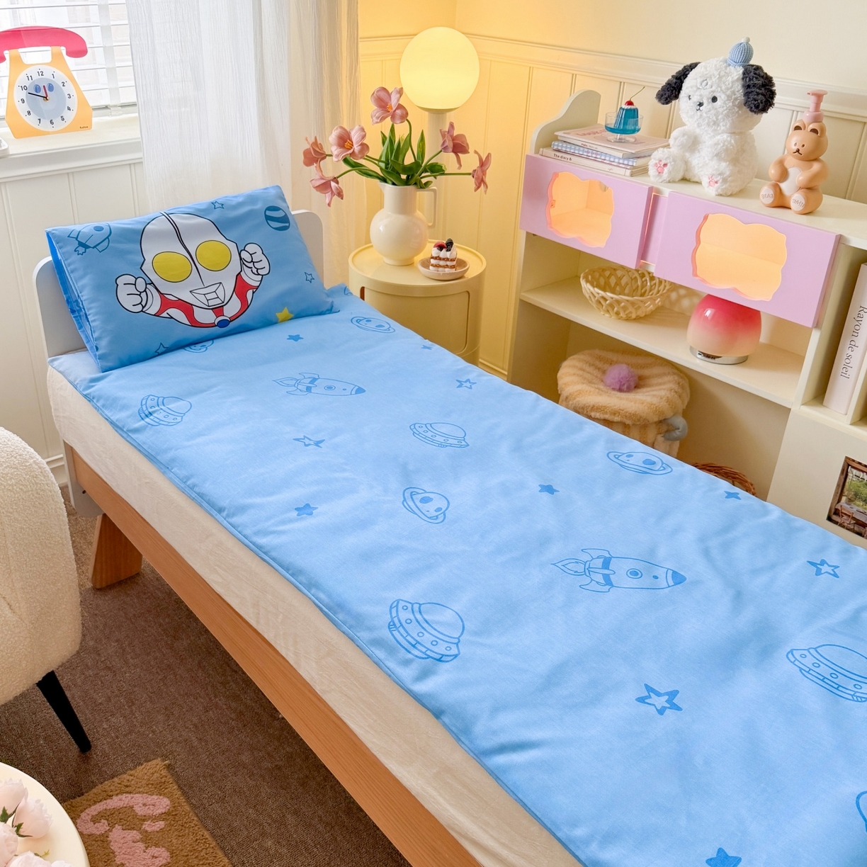 91家纺网 家纺一手货源 找家纺 名兮家居 2025新款全棉大版经典奥特曼幼儿园儿童套件【含防伪标】 炫酷奥特曼