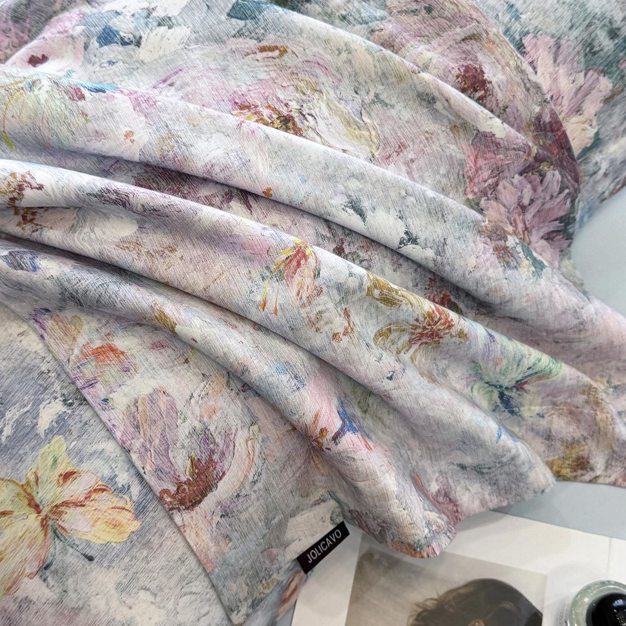 91家纺网 家纺一手货源 找家纺  2025秋冬新款轻奢新疆长绒棉纯棉磨毛加厚数码印花四件套花慕里 花慕里-蓝