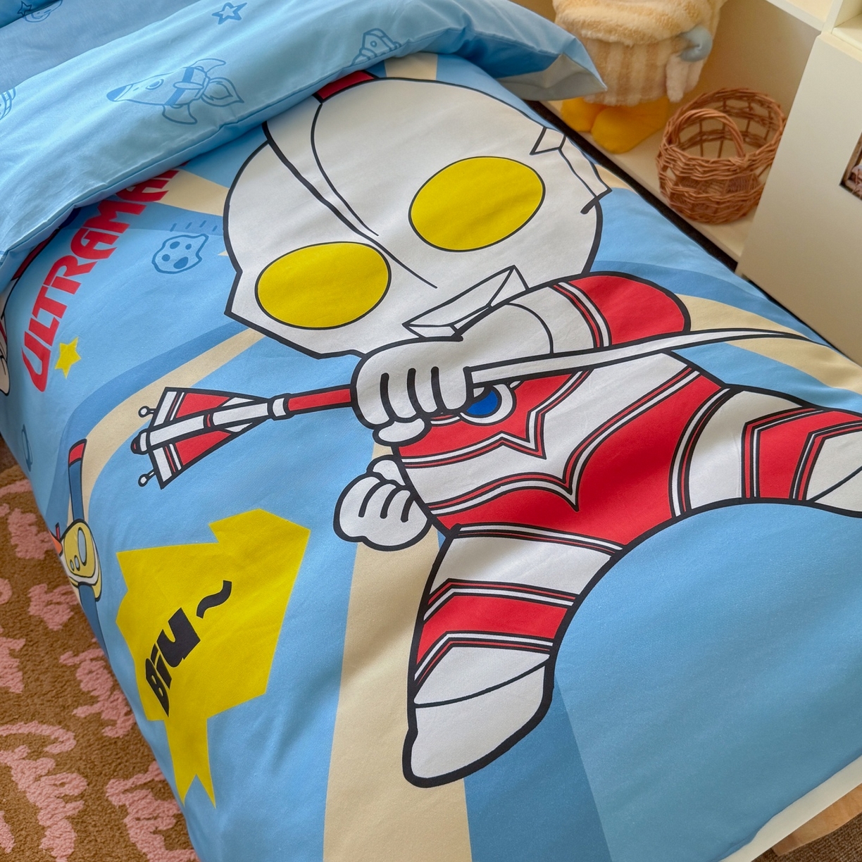 91家纺网 家纺一手货源 找家纺 名兮家居 2025新款全棉大版经典奥特曼幼儿园儿童套件【含防伪标】 炫酷奥特曼