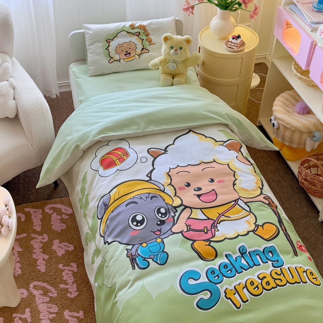 91家纺网 家纺一手货源 找家纺 名兮家居 2025新款全棉大版经典奥特曼幼儿园儿童套件【含防伪标】 寻宝