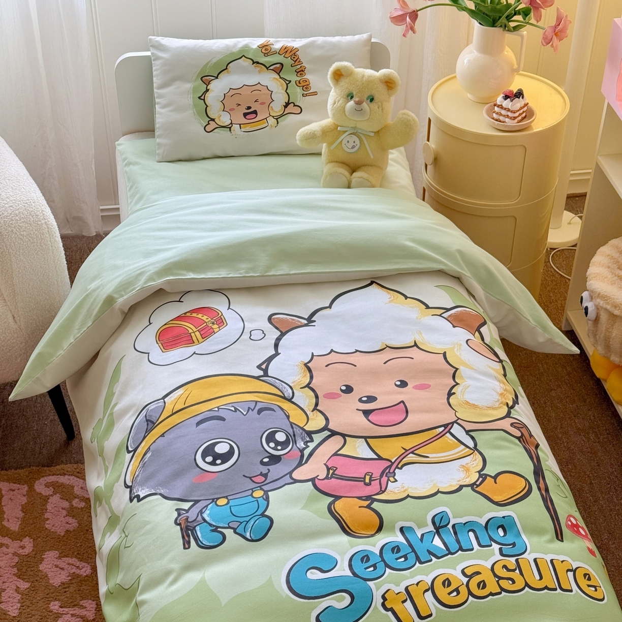 91家纺网 家纺一手货源 找家纺 名兮家居 2025新款全棉大版经典奥特曼幼儿园儿童套件【含防伪标】 寻宝