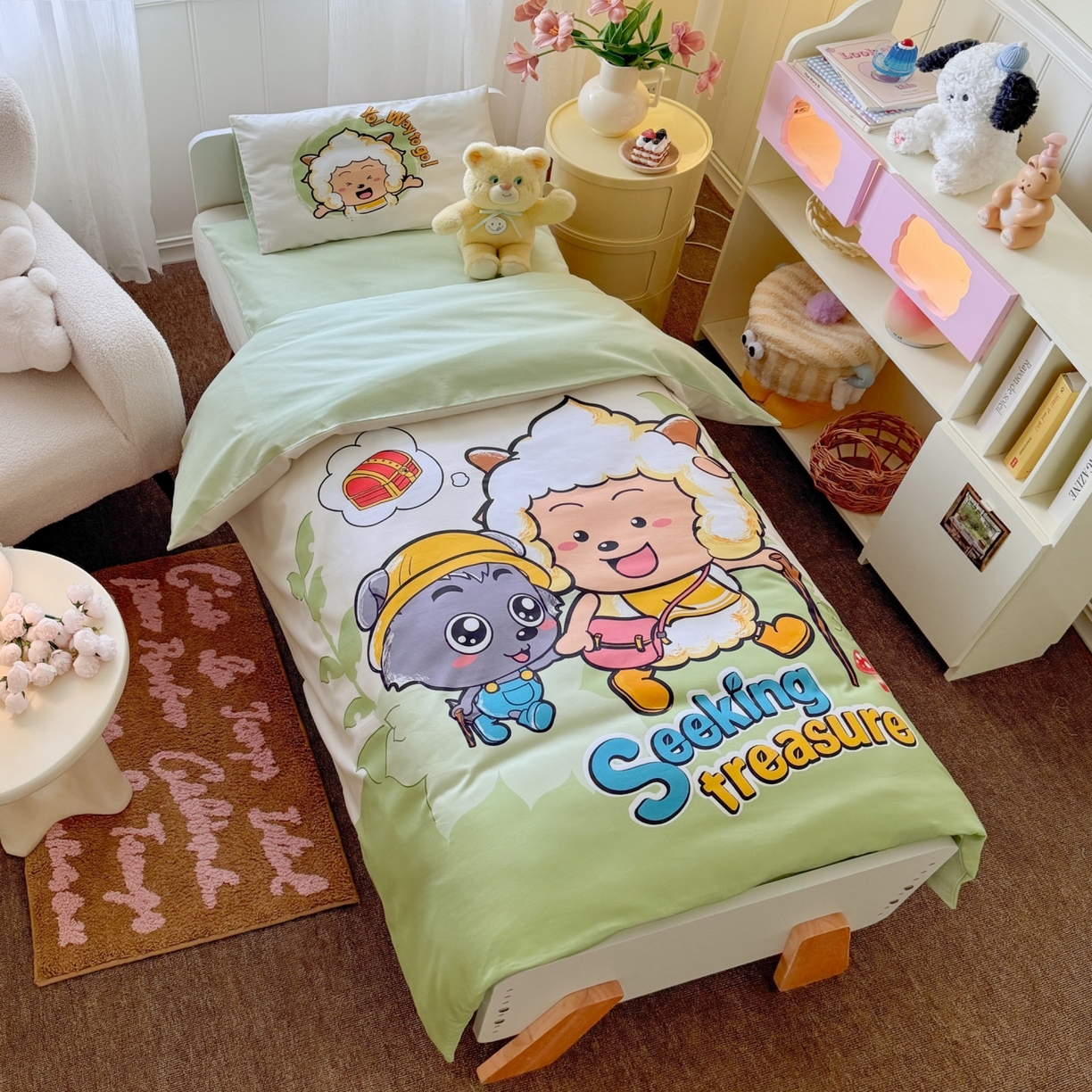 91家纺网 家纺一手货源 找家纺 名兮家居 2025新款全棉大版经典奥特曼幼儿园儿童套件【含防伪标】 寻宝