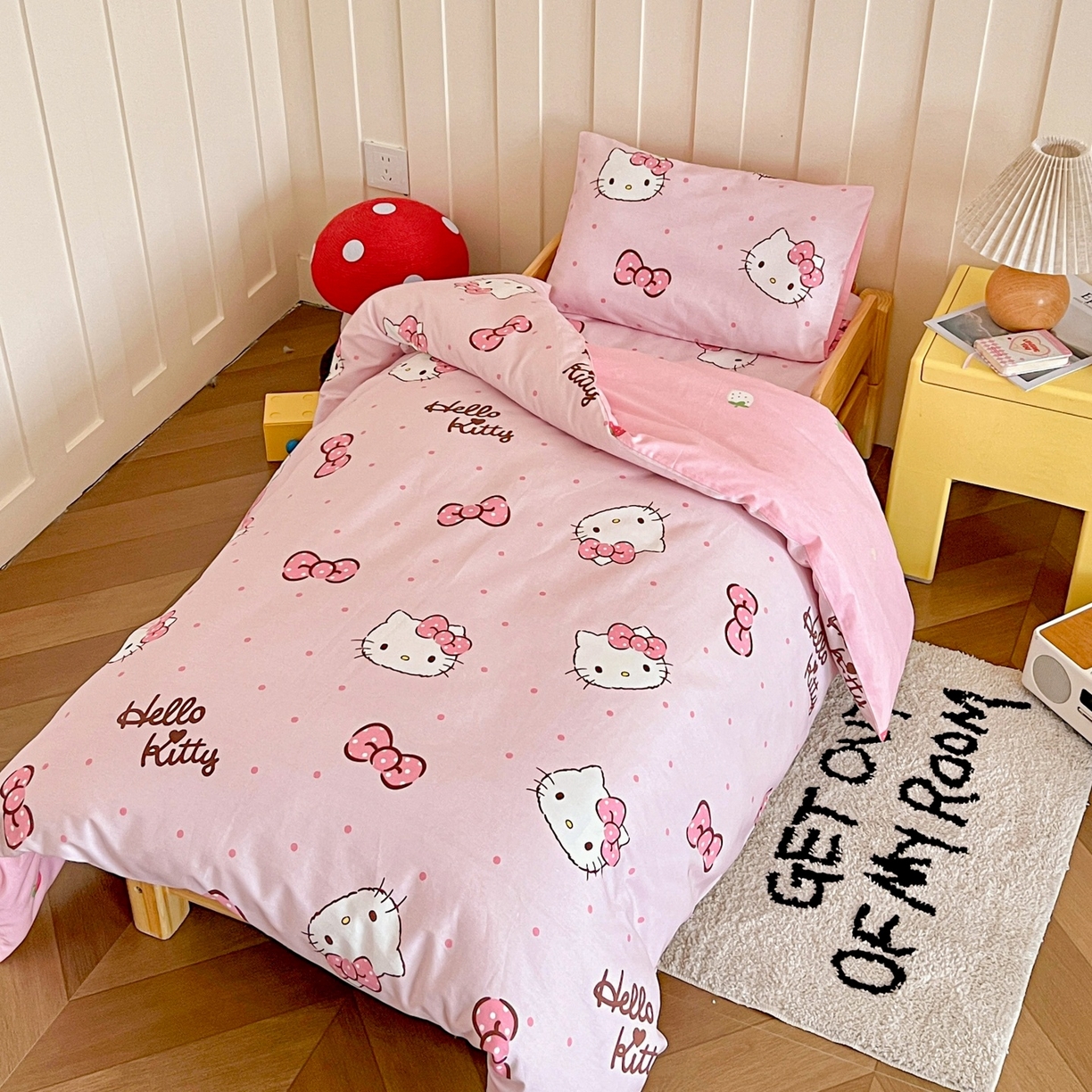 91家纺网 家纺一手货源 找家纺 名兮家居 2025新款全棉小版经典奥特曼-三丽鸥幼儿园儿童套件【含防伪标】 呆萌kt